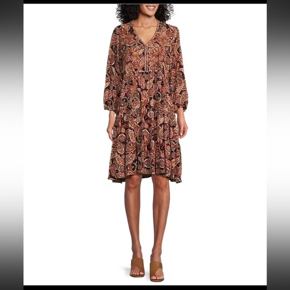 Nurture by Westbound Spice Women’s Plus Size Paisley Print Tiered Dress NWT - Picture 1 of 4